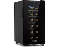 Klarstein WeinKoelkast, GetränkeKoelkast Schmal, 1 Zone Koelkast mit Glastür, Outdoor GetränkekühlschränkeFreistehend, WeinKoelkast Klein, Koelkast mit UV-Schutz, 11-18°C, 18 Flaschen - energiezuinig ontwerp