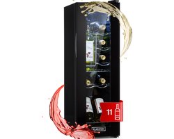 Klarstein Weinkühlschrank, 1 Zonen Getränkekühlschrank Klein, Kleiner Weinschrank 32L, Wein Kühlschrank Klein met Glastür, Indoor/Outdoor Flaschenkühlschrank, Wine Fridge 5 18°C, 12 Flaschen – geschikt voor thuisfitness en sportschoolgebruik, duurzam