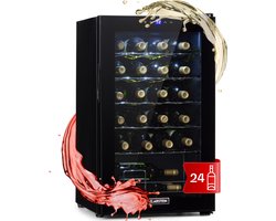 Klarstein Weinkühlschrank, 1 Zonen Getränkekühlschrank Klein, Kleiner Weinschrank 63L, Wein Kühlschrank Klein met Glastür, Indoor/Outdoor Flaschenkühlschrank, Wine Fridge 5 18°C, 24 Flaschen – geschikt voor thuisfitness en sportschoolgebruik, duurzam