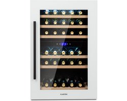 Klarstein Weinkühlschrank 2 Zonen, 132L Getränkekühlschrank, Kleiner Einbau Weinschrank Schmal, Wein Kühlschrank met Glastür, Outdoor Flaschenkühlschrank, Wine Fridge 5 22°C, 41 Flaschen – geschikt voor thuisfitness en sportschoolgebruik, duurzame co