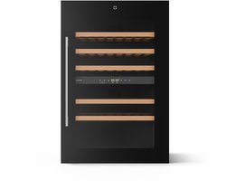Klarstein Wijnkoeler Illuminosa inbouw - 57 flessen, twee zones, 5-22 °C, touchbediening, LED, UV-glas, stil 38 dB, ingebouwde wijnkoeler, beukenhouten planken - Wijnkoelkast - voor Bar - Houten Schappen Temperatuurregeling - voor Champagne