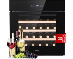 Klarstein wijnkoelkast, 1-zone drankkoelkast klein, kleine wijnkast, kleine wijnkoelkast met glazen deur, indoor/outdoor flessenkoeler, inbouw wine fridge 5-18°C, 30 flessen