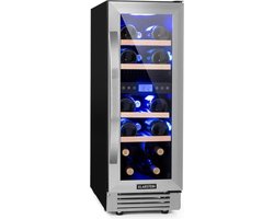 Klarstein Wijnkoelkast 2 Zones – 53L Drankenkoelkast Smal – Inbouw Wijnklimaatkast met Glazen Deur – Binnen/Buiten Gebruik – Wijnkoeler voor 17 Flessen