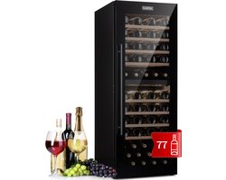 Klarstein wijnkoelkast, drankkoelkast smal, 2-zone koelkast met glazen deur, vrijstaande drankkoelkast, kleine wijnkoelkast, wijnkoelkasten met UV-bescherming, 5–20 °C, 77 flessen