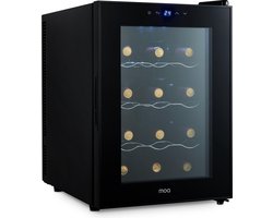 MOA Wijnkoelkast voor 12 Flessen - Wijnklimaatkast Vrijstaand - Wijnkoeler - Instelbaar tussen 12°C en 18°C - Inbouw - Zwart