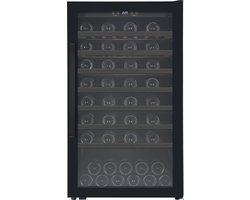 Nestor M NWT173FN1 Wijnklimaatkast 73 Flessen - Wijnkoelkast Vrijstaand – Wijnkast LED Verlichting – Stille Wijnkoeler – Houten Leggers – Zwart