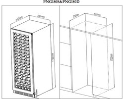 Pevino Majestic Wijnkoelkast - 150 flessen - 2 zones - Zwart RVS front