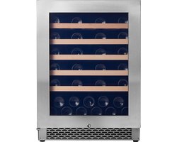 Pevino - Majestic - Wijnkoelkast - Greeploos - 46 flessen - 1 zone - RVS front - 36 dB