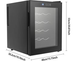 Primaro Wijnkoelkast voor 24 Flessen - Wijnklimaatkast Vrijstaand met 1 Temperatuurzone - Wijnkoeler - Instelbaar tussen 12°C en 18°C - Zwart