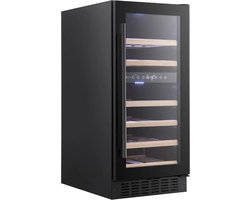 Temptech CLQ38DB - Wijnkoelkast voor 32 flessen - wijnklimaatkast - onderbouw -2 temperatuurzones - instelbaar van 5 tot 20°C - zwart