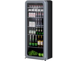 Uniek! HCK Retro Wijnkoelkast SC-208R-S - slechts 43 cm Diep - 76 Flessen - Wabi Sabi Grey - Vintage design - 208 Liter - anti-UV Glasdeur - 4-22 °C - stil 39 dB