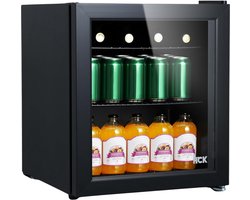 VIN® Professionele Horica Minibar Koeling – Wijnkoelkast 48L – Flessenkoelkast met Glazen Deur – Mini Koelkast met Glazen Deur – Kleine Drankenkoelkast – 2 Opslagniveaus – Minibar - F