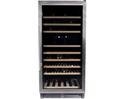 Vinata Premium Wijnklimaatkast Grivola - Vrijstaand en Onderbouw - RVS - 110 flessen - 131 x 59.8 x 68.5 cm - Glazen deur