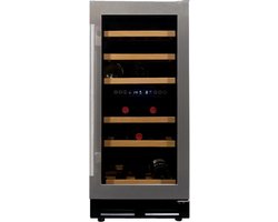 Vinata Premium Wijnklimaatkast Martino - Vrijstaand en Onderbouw - RVS - 30 flessen - 84.6 x 38 x 58.5 cm - Glazen deur