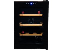 Vinata Premium Wijnkoelkast Adamello Vrijstaand - Zwart - 12 flessen - 53 x 35.9 x 54.7 cm - Glazen deur