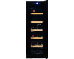 Vinata Premium Wijnkoelkast Confinale Vrijstaand - Zwart - 12 flessen - 74.2 x 27.3 x 55 cm - Glazen deur