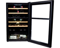 Vinata Premium Wijnkoelkast Cristallo Vrijstaand - Zwart - 33 flessen - 85 x 49.5 x 43 cm - Glazen deur