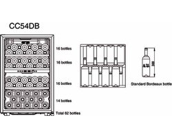 Wijnkoelkast Cavecool Chill Topaz – 62 flessen, 2 temperatuurzones, zwart
