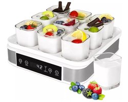 Waves - Yoghurtmaker - Yoghurtmachine - Met temperatuur en tijdcontrole - 9 glazen potjes/ 170 ml - Vermogen 40W - 36°C tot 65°C