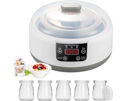 Yoghurtmaker met 5 Glazen en 1.2L Kom - Voor Zelfgemaakte Yoghurt en Natuurlijke Fermentatie