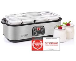 Yoghurtmaker met 8 glazen potten | 1,4 l yoghurt | temperatuurinstelling | automatische uitschakeling | LED-display