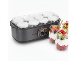 Zenzee Yoghurtmaker - Yoghurt maker - Yoghurt machine - 8 glazen potten - RVS - 25W - Antraciet