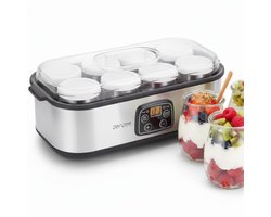 Zenzee Yoghurtmaker - Yoghurt maker - Yoghurt machine - 8 glazen potten - RVS - 25W