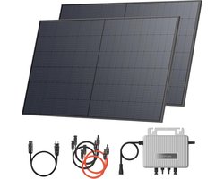 1000 Wp / 800 W Balkon Zonne-energiecentrale met 1,9 kWh Opslag en Complete Installatie - Bifaciale Zonnepanelen en EcoFlow