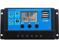 10A Solar laadregelaar met LCD  DC 12V - 24V PWM en 5V USB - Levay ®