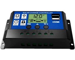 20A 12V/24V slimme zonnepaneel-laadregelaar met LCD-scherm en USB-poort - Overstroombeveiliging - Zonne-laadregelaar voor zonnepaneelbatterijverlichting - LED-verlichting