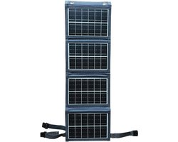 30W draagbare zonne-oplader voor telefoon, opvouwbaar, waterdicht IP65, USB-A, uitgevouwen panelen (610x192 mm) voor laptop