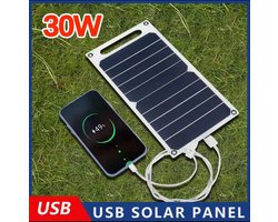 30W USB Zonnepaneel | Waterdicht IP65 | Outdoor Wandelen & Kamperen | Draagbare Oplader voor Smartphone & Powerbank | 6.8V Zonnepaneel Charger