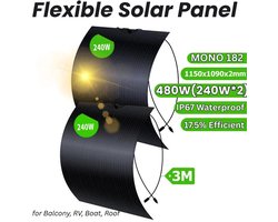 480W Balkon Zonnepanelen Set – Flexibel Zonnepaneel – Solar Kit – Micro Omvormer – Plug & Play – Monokristallijn 17,55% Efficiëntie – Weerbestendig IP67