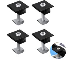 4pcs Solar Panel Holder 30mm Aluminium Alloy - Montagebeugel Zonnepaneel - PV Modules Houder - Center Clips - Center Clamp - Zwart - Voor Gevoerde Panelen