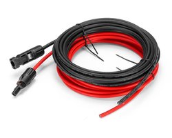 5 meter 12 AWG zonnepaneel verlengkabel met MC4 vrouwelijke en mannelijke connectoren adapterkit (5 m rood + 5 m zwart)