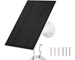 6W Zonnepaneel voor Eufy-Camera'S - Compatibel Met Eufy E, 2C/2C Pro, 2/2Pro, E20/E40, Solo, Solocam Spotlight - IP65 Waterdicht - Inclusief Micro-Usb-Poort en Rubberen Dop