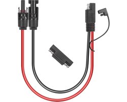 Allecto Plus - Zonnestekkerkabel 10 AWG voor zonnepaneel met verlengkabel en omgekeerde adapter - 45 cm - camper.
