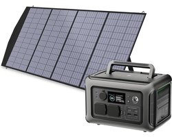 Allpowers® - R600 Powerstation + 200W Zonnepaneel Set - 600W Draagbare Accu - 299Wh LFP Batterij - 10 Apparaten Gelijktijdig Opladen - 110V/230V Zuivere Sinus AC-uitgang - Inclusief Opvouwbaar Zonnepaneel - Starterskit