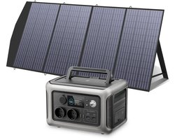 Allpowers® - R600 Powerstation + 200W Zonnepaneel Set - 600W Draagbare Accu - 299Wh LFP Batterij - 10 Apparaten Gelijktijdig Opladen - 220V Zuivere Sinus AC-uitgang - Inclusief Opvouwbaar Zonnepaneel