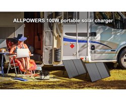 AllPowers - Zonnepaneel - Opvouwbaar zonnepaneel - Monokristallijn silicium - 18V - 100W - Zwart