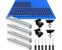 Aluminium montageset voor 4 zonnepanelen op plat dak. Speciaal voor 35 mm dikke panelen