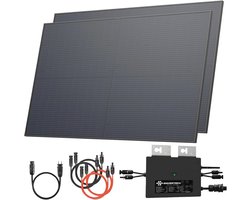 Balkonkrachtcentrale 800 W compleet stopcontact - 600 W/800 W uitgang instelbaar - 2 x 435 W zonnepanelen Full Black - 1 x omvormer met app & wifi - plug & play