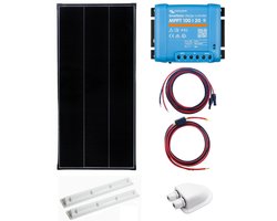 Bluetooth Set Zonnepaneel 115Wp Caravan, Camper, Boot, Tent - MPPT Victron Energy laadregelaar 100/20 - Zonnepaneel Compleet Pakket - Kabel met connectoren - Plug-Play set schematische tekening en handleiding-Monokristallijn