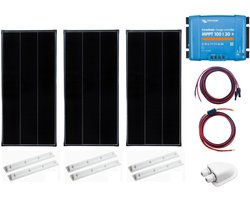 Bluetooth Set Zonnepaneel 345Wp Caravan, Camper, Boot, Tent - MPPT Victron Energy laadregelaar 100/30 - Zonnepaneel Compleet Pakket - Kabel met connectoren- Plug-Play set schematische tekening en handleiding-Monokristallijn