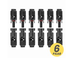 CJX Retail - MC4 Connector Set – 6 Paar (12 Stuks) - Betrouwbare Verbinding voor Zonnepanelen