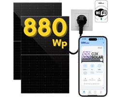 CJX Solar - Zonnepanelen met Stekker - Compleet Pakket met Omvormer - Plug & Play zonnepaneel set 880W - Geleverd met Nederlandse App