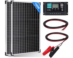 CLVP® Zonnepanelen Compleet Pakket - Plug & Play met Stekker - Zonnepaneel Plat Dak - 100W