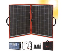 Compleet 100W Opvouwbare Zonnepaneel set - Monokristallijn Zonnepaneel - 12V - daglichtpaneel - Met Omvormer - Met 3 Meter Kabel