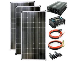 Complete set zonnepanelen met converter en laadregelaar - 390 Watt zonne-installatie