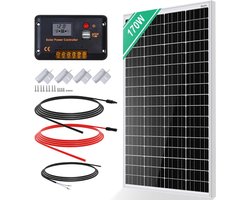CRLYN® Zonnepanelen Compleet Pakket - Plug & Play met Stekker - Zonnepaneel Plat Dak - 170w - Zwart en Wit